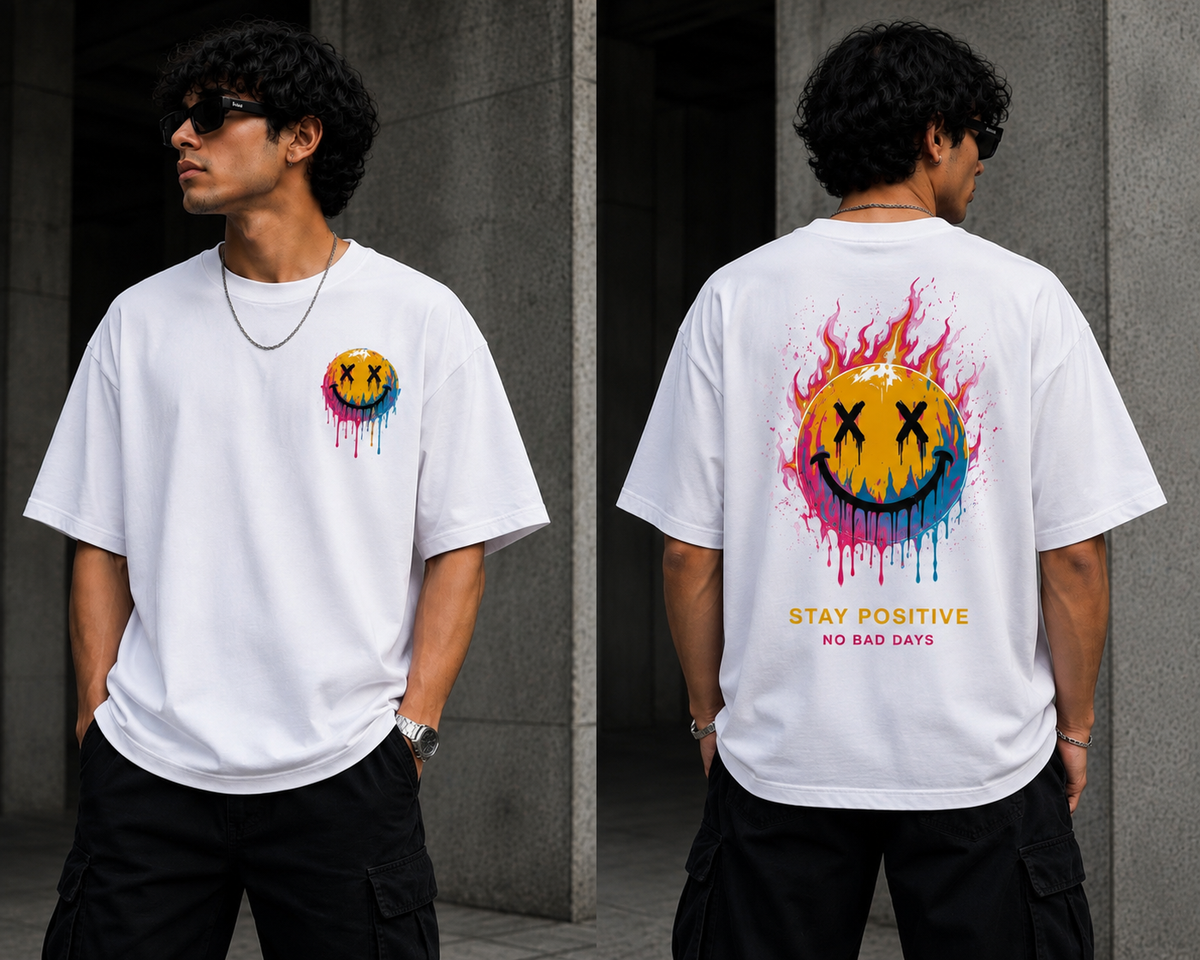 Stay Positive Oversized Graphic T-Shirt