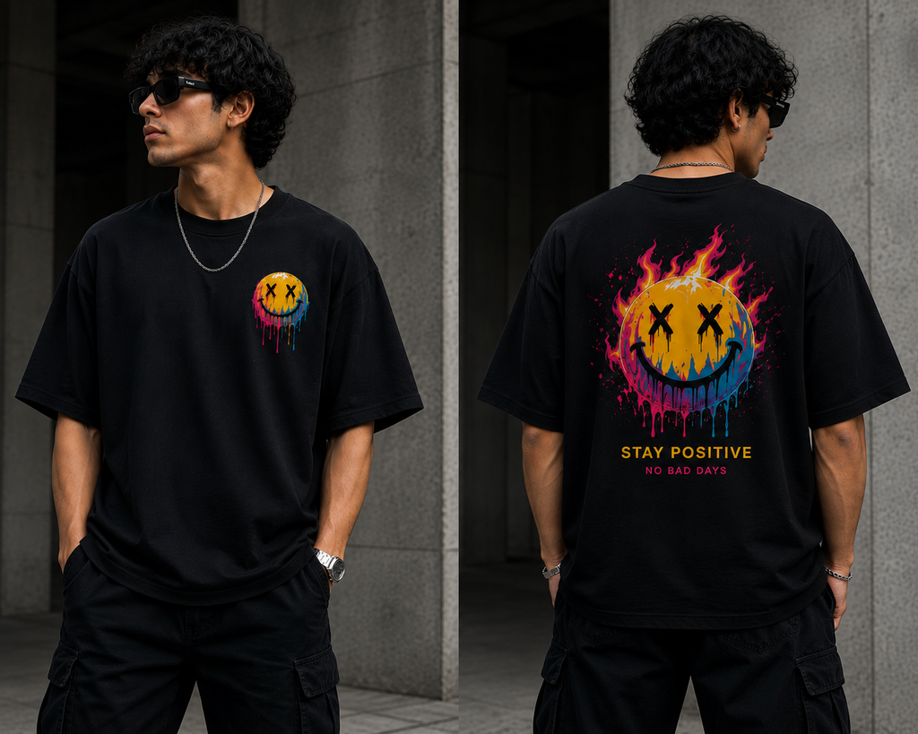 Stay Positive Oversized Graphic T-Shirt