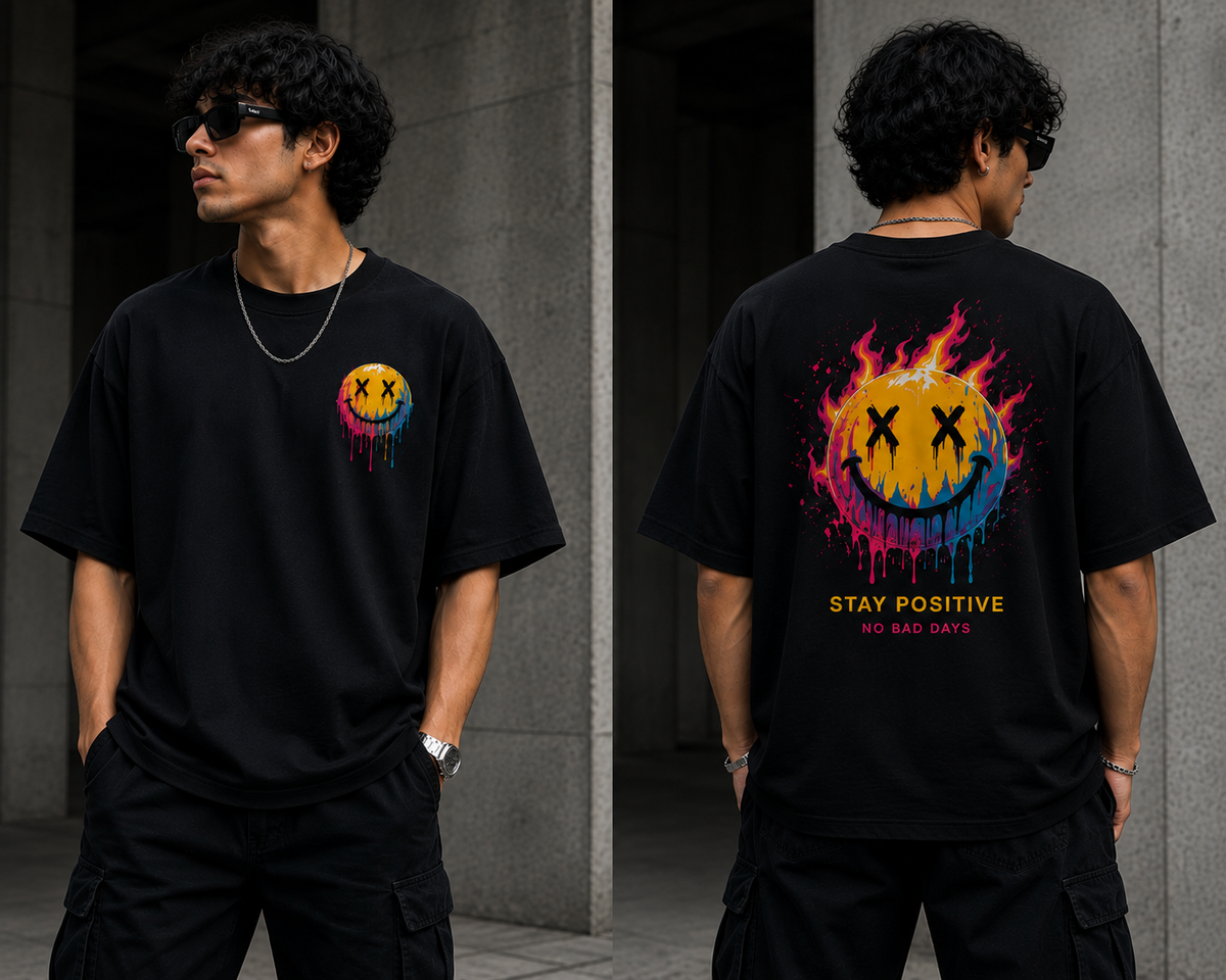 Stay Positive Oversized Graphic T-Shirt