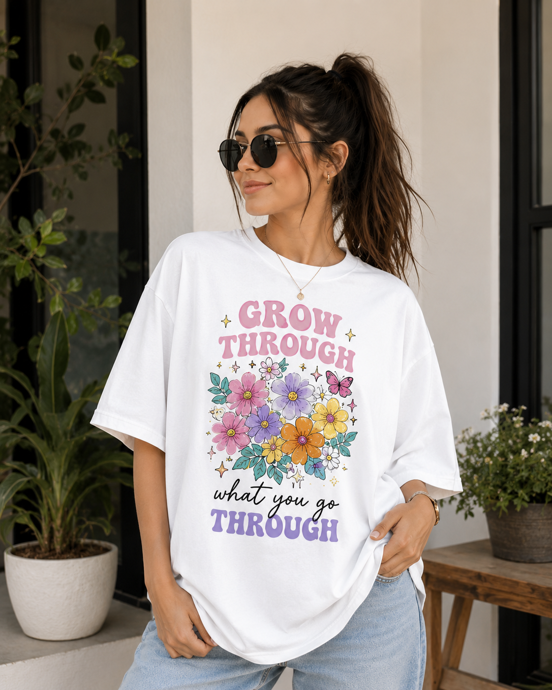 Grow Through Floral Oversized T-Shirt