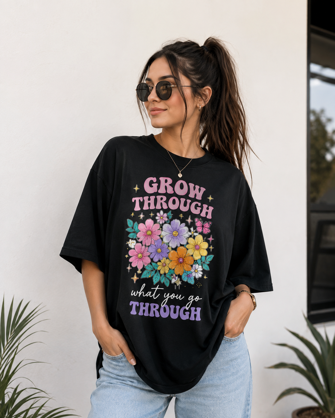 Grow Through Floral Oversized T-Shirt