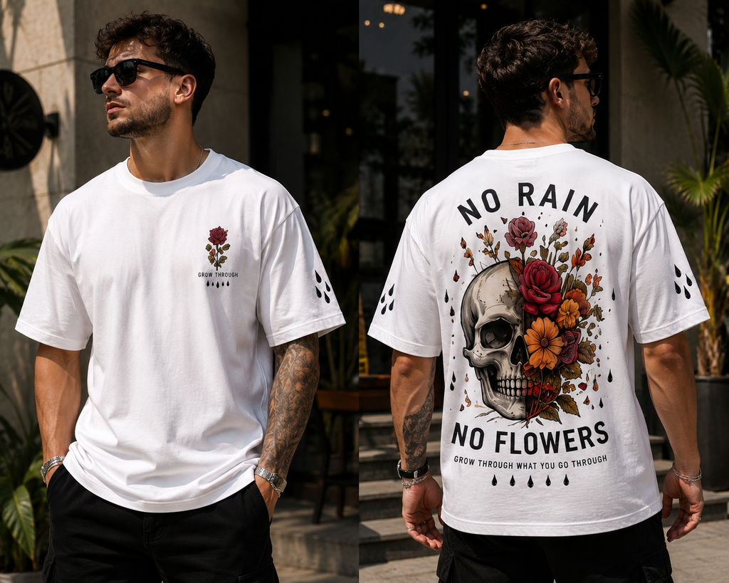 Grow Through No Rain No Flowers Oversized T-Shirt