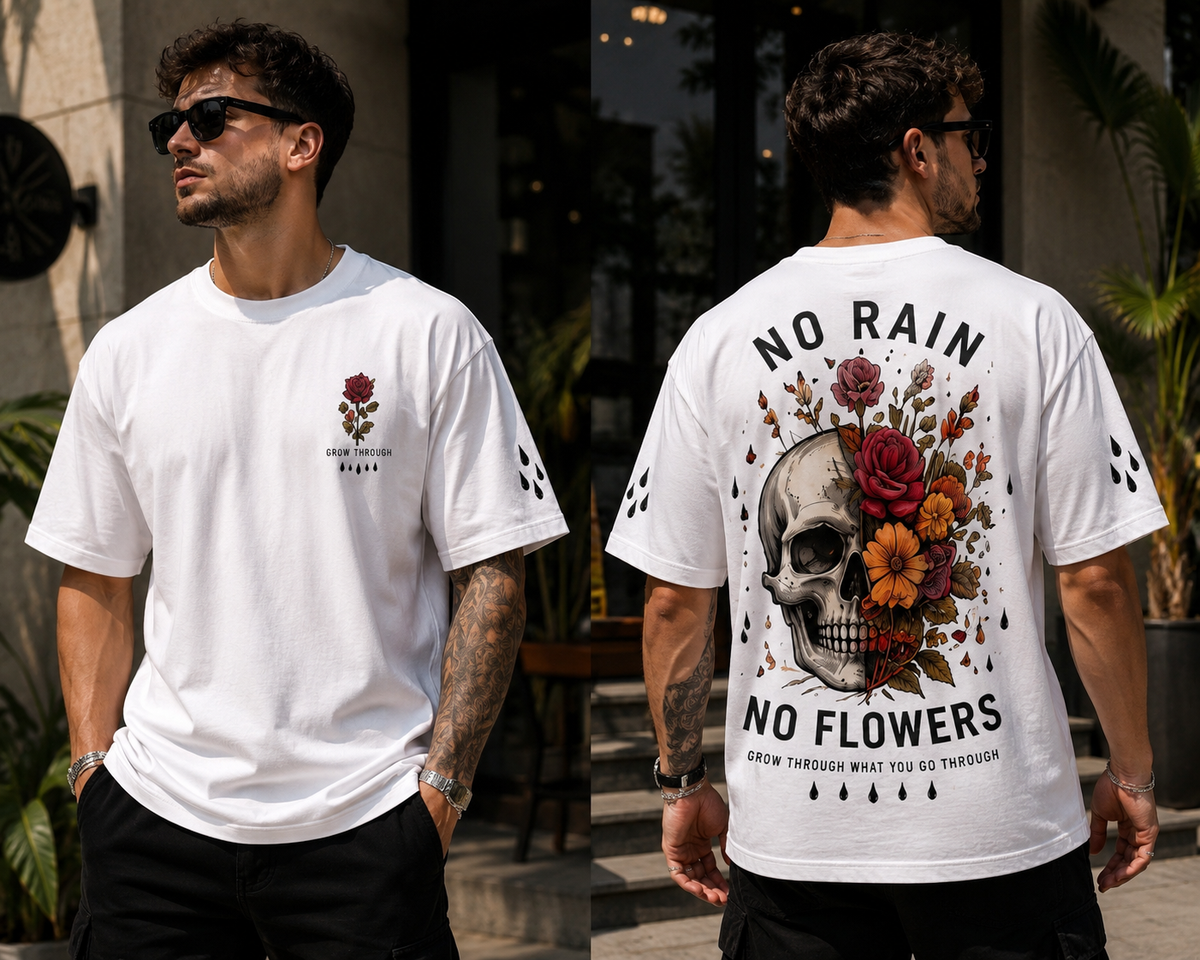 Grow Through No Rain No Flowers Oversized T-Shirt
